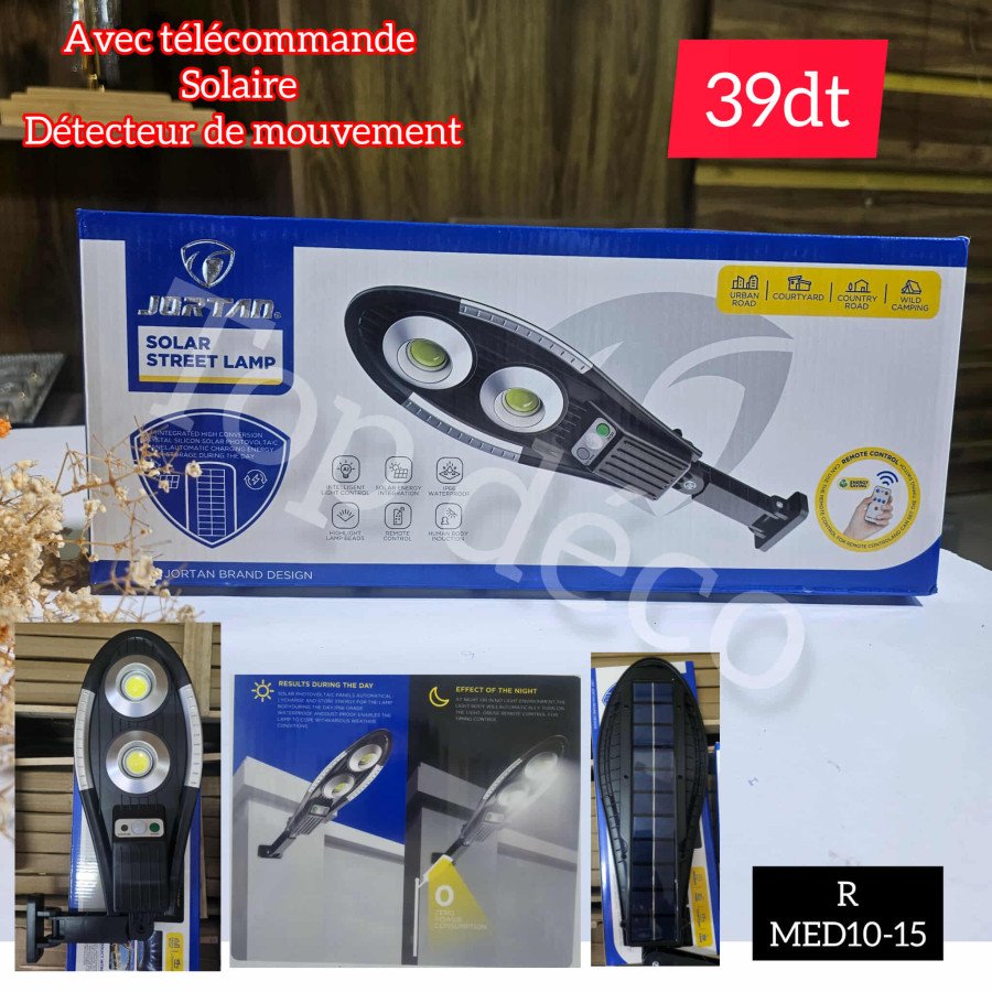 Projecteur solaire LED JORTAN avec détecteur de mouvement 100W  – Réf. MED10-15