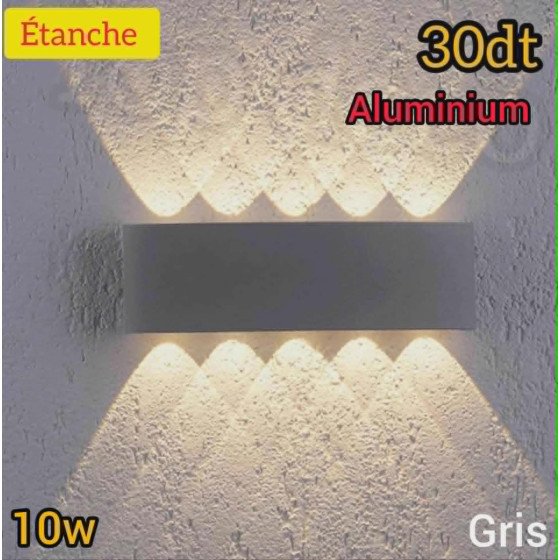 Applique murale en Aluminium 5 F GRIS-10W