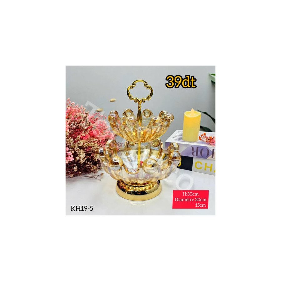 Bonbonnière en verre s –H30cm – couleur ambrée