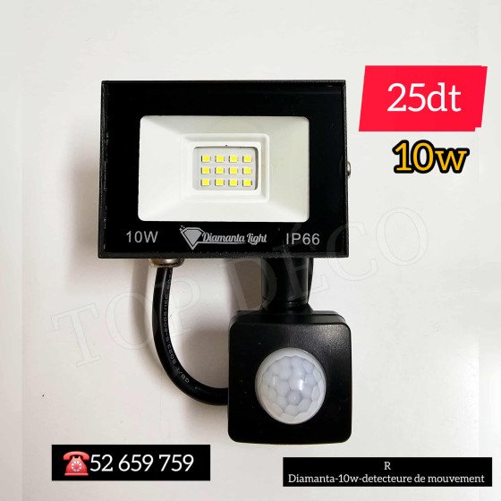 Projecteur LED 10W Étanche avec détecteur de mouvement