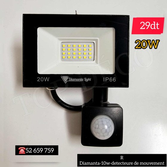 Projecteur LED 20W Étanche avec détecteur de mouvement