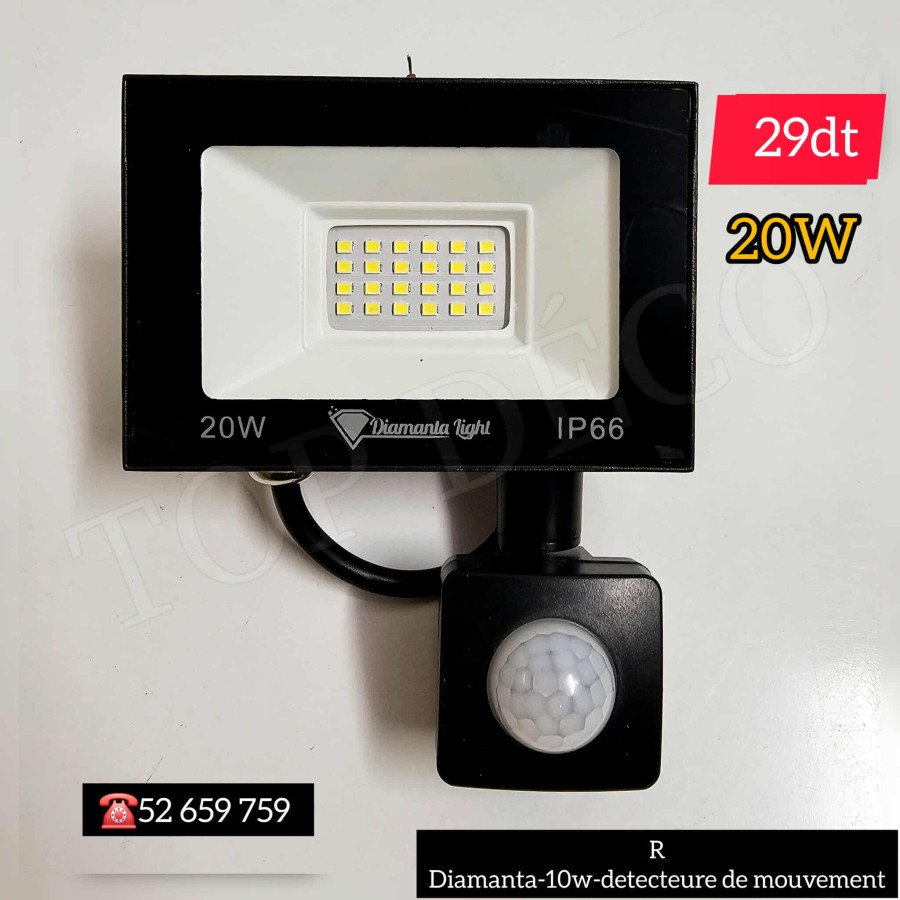 Projecteur LED 20W Étanche avec détecteur de mouvement