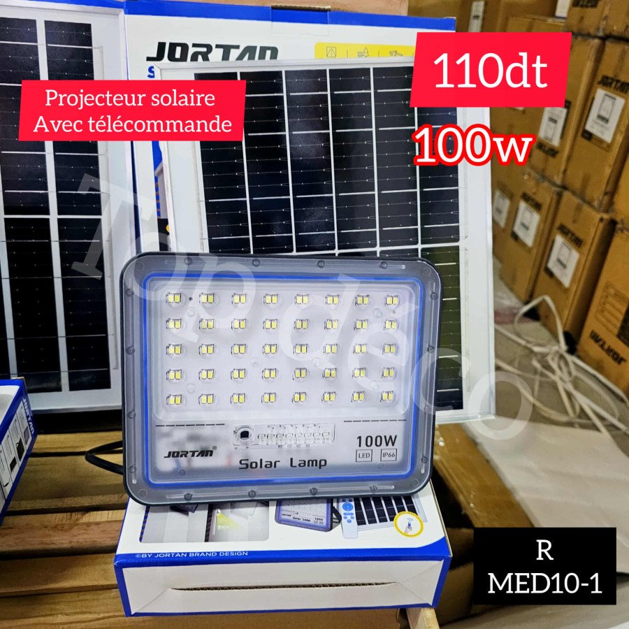 Projecteur Solaire avec télécommane 100W JORTAN MED10-1
