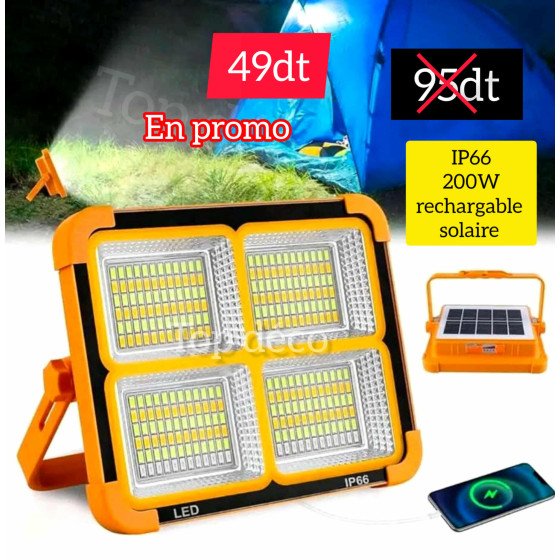 Projecteur Solaire rechargeable 200W