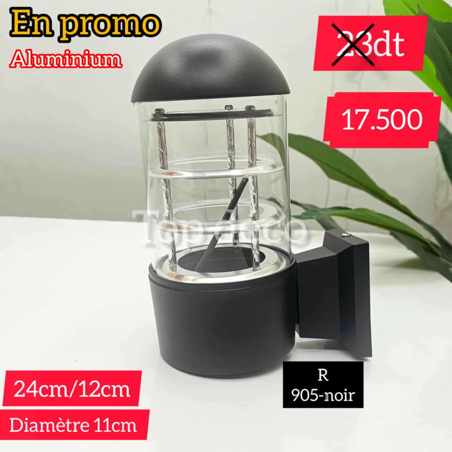 Applique murale extérieure en aluminium noir – culot E27