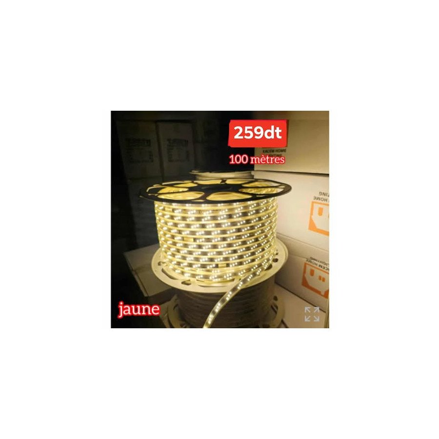 Bobine LED 100 mètres – 3 Chips – 3000K + 10 fiches