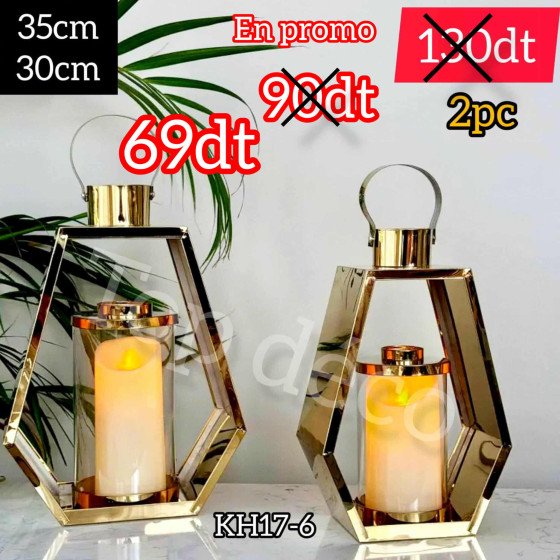 Lot de 2 Lanternes Dorées KH17-6