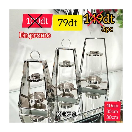 Lot de 3 Lanternes Argentées KH17-3