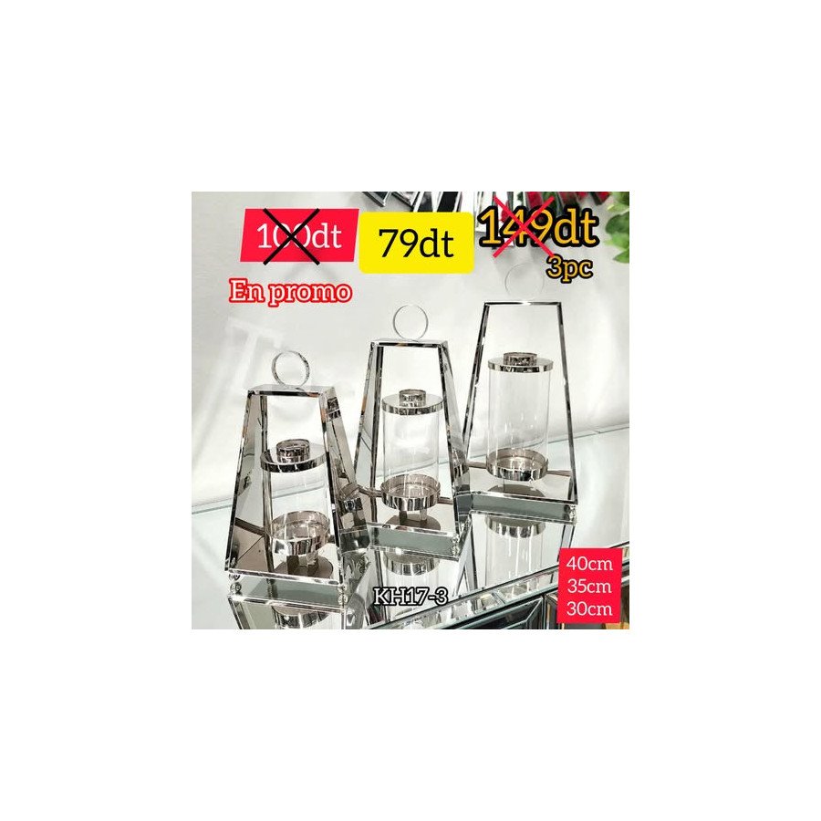 Lot de 3 Lanternes Argentées KH17-3
