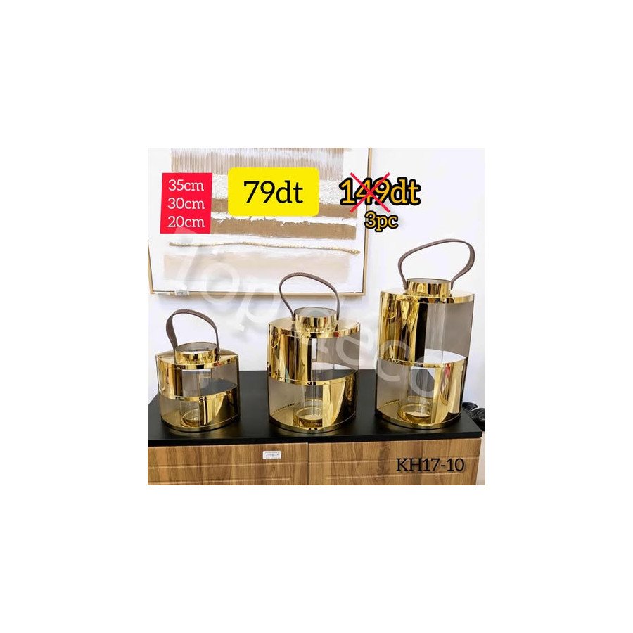 Lot de 3 Lanternes Dorées KH17-10