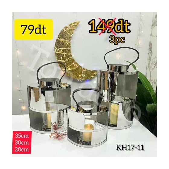 Lot de 3 Lanternes Argentées KH17-11