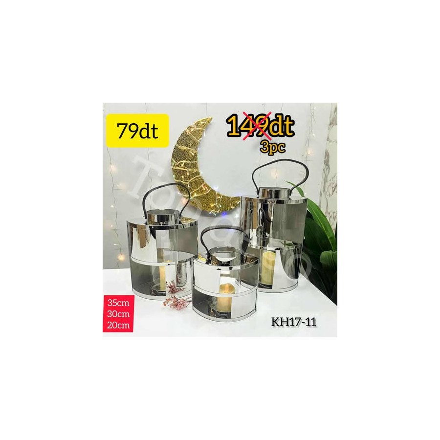 Lot de 3 Lanternes Argentées KH17-11