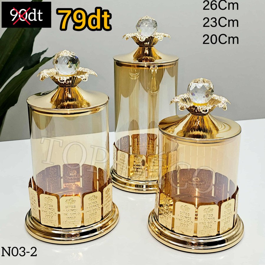 Série de Bonbonnières Dorées – 3 Pièces N03-2