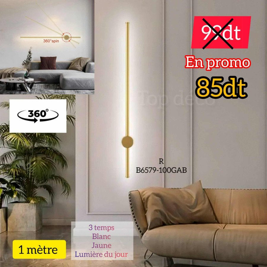 Applique Murale LED 1 métre   – Métal & Acrylique | Éclairage Moderne 3 Temps