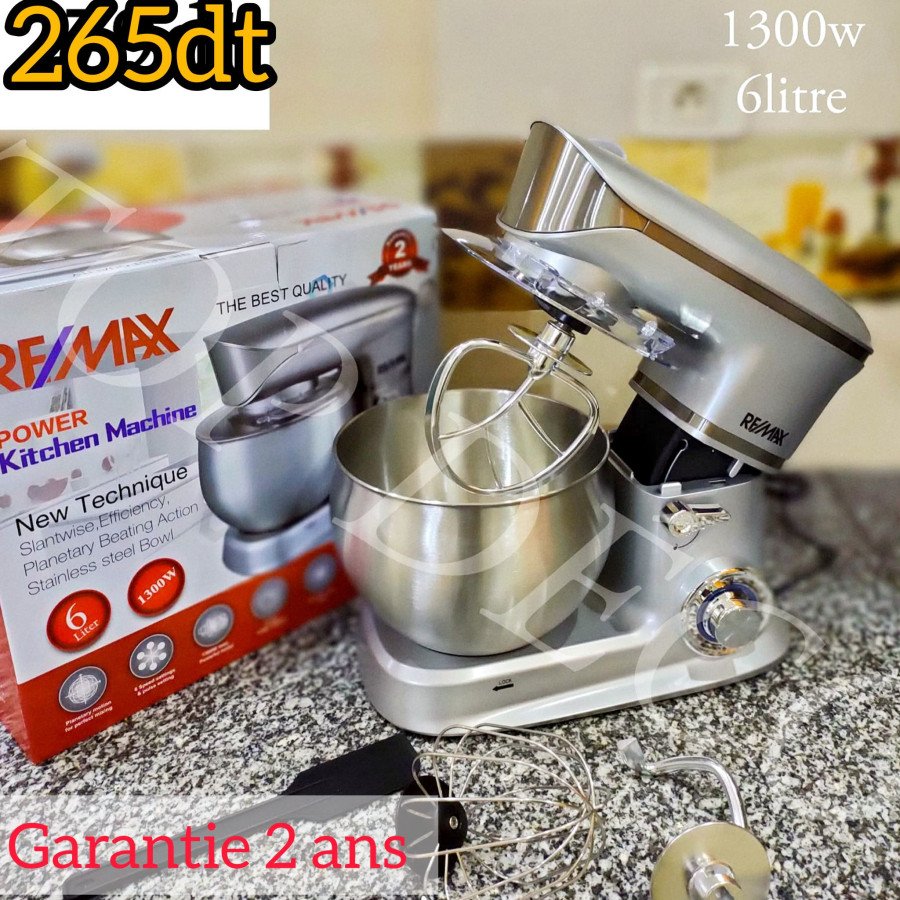 Remax Robot Pétrin - 6 Litres - Gris - 1300 Watts - Garantie 2 ans