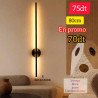 Applique Murale LED 80cm Noir   – Métal & Acrylique B6142-80BK
