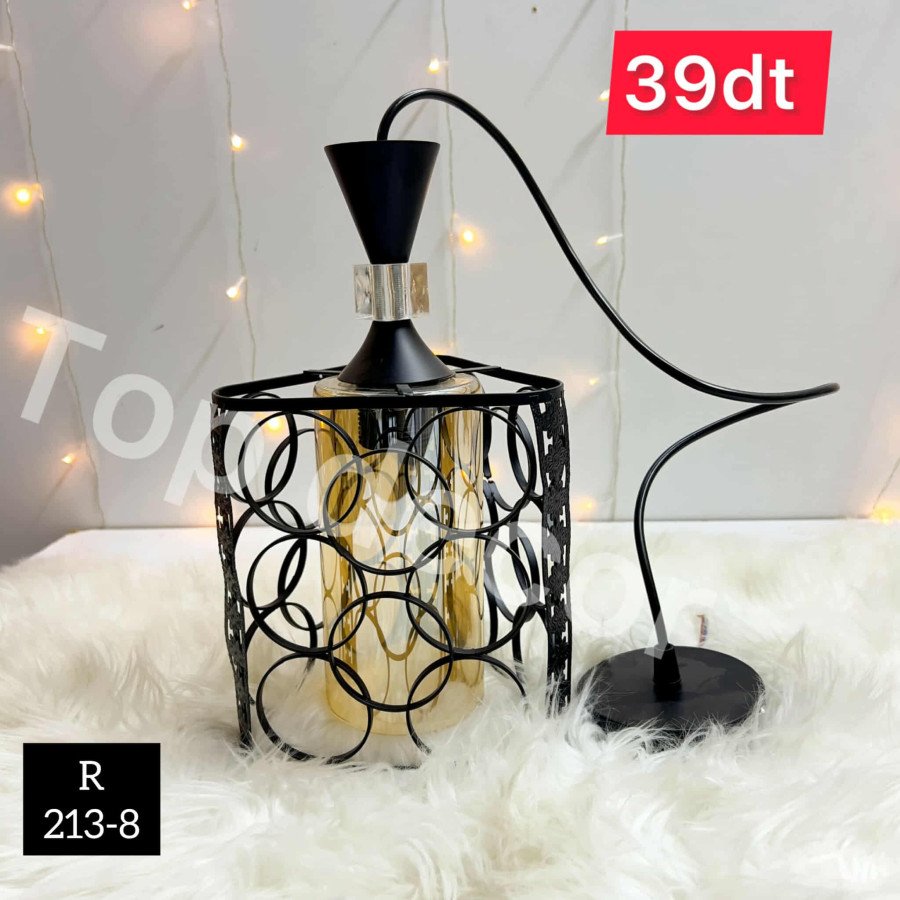 Lustre noir Élégant 1 Lampe – Métal et Verre - 213-8