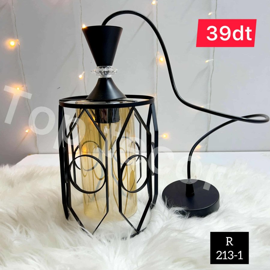 Lustre noir Élégant 1 Lampe – Métal et Verre - 213-1