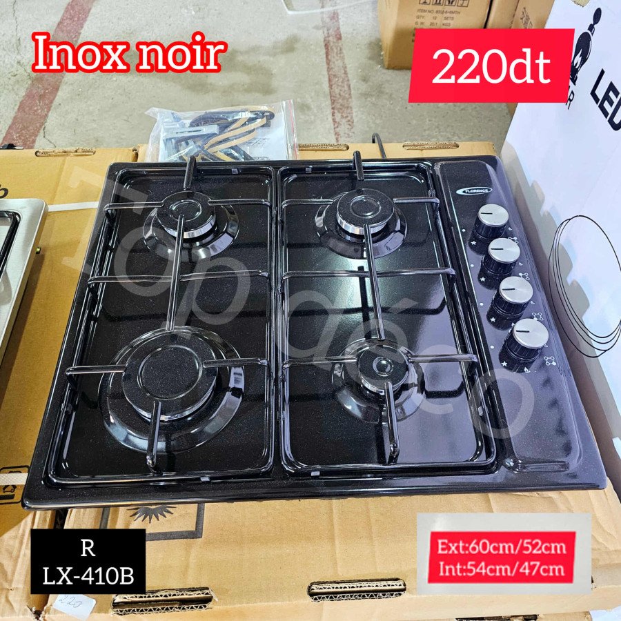 Florence Plaque à Gaz 4 feux Inox Noir LX-410B