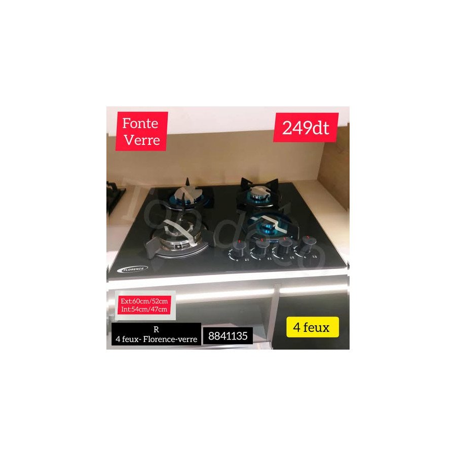 plaque de cuisson Florence en verre trempé – 4 feux