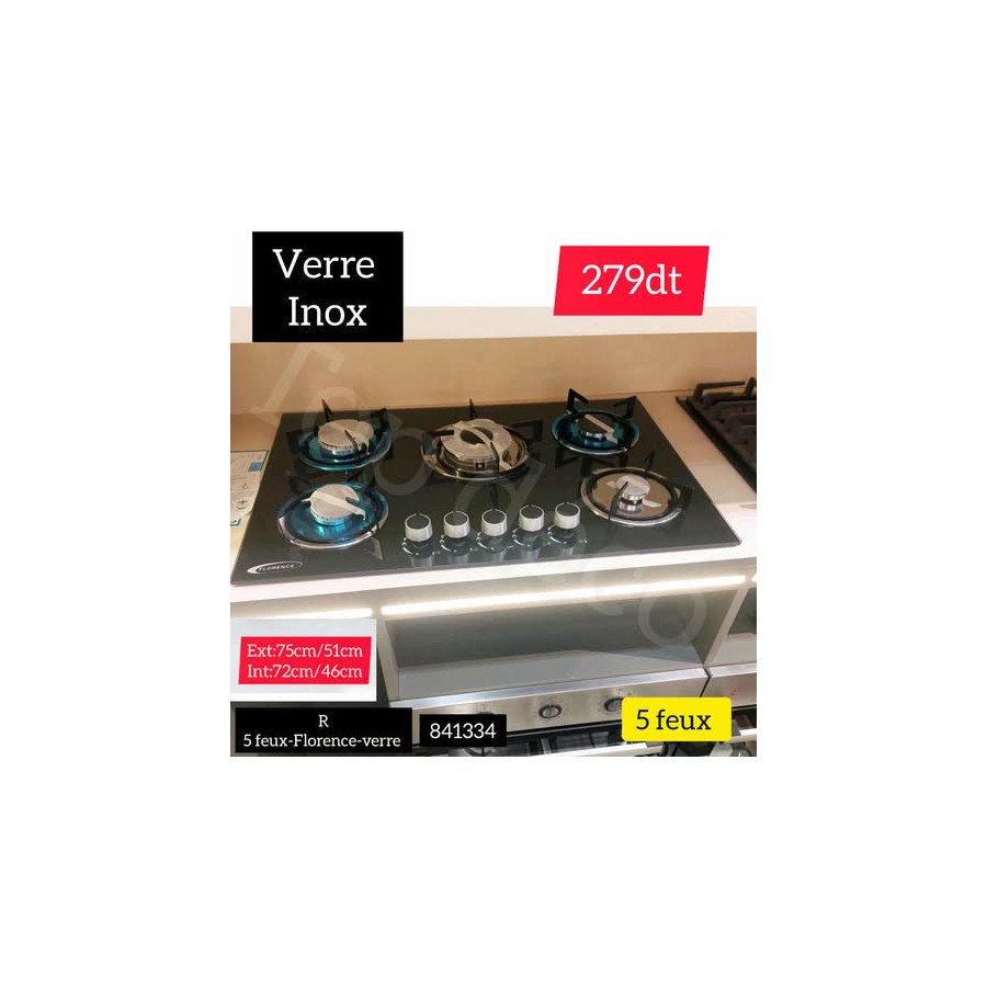plaque de cuisson Florence en verre trempé – 5 feux