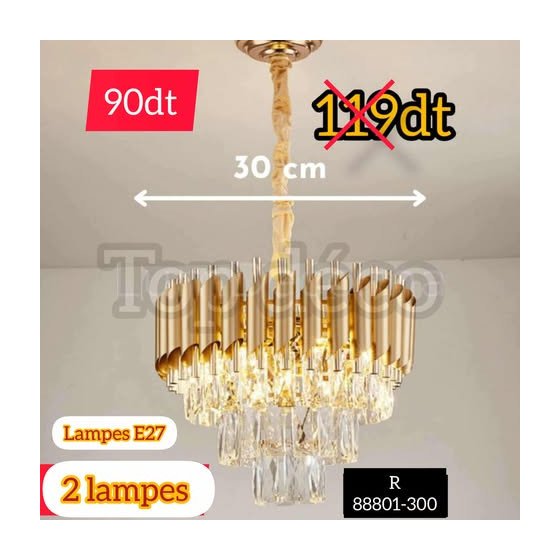 Lustre 30cm 3 Lampes Doré