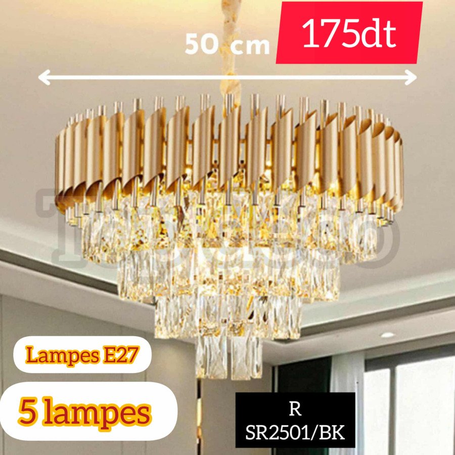 Lustre 50cm 5 Lampes Doré SR2501/BK