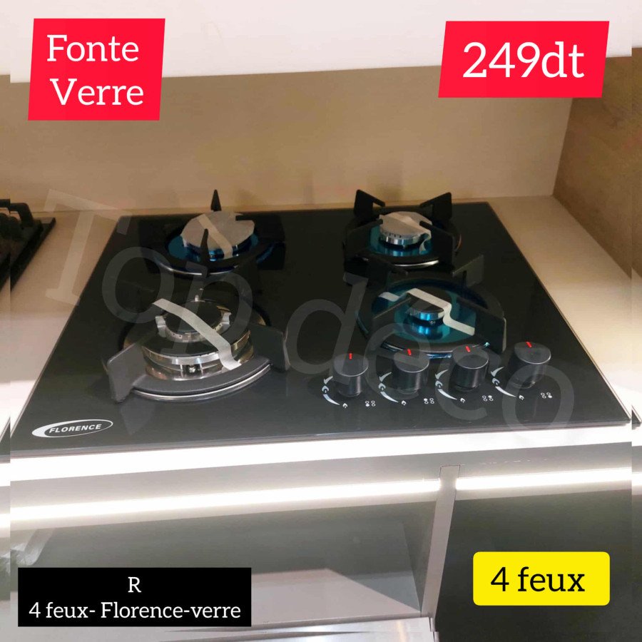 plaque de cuisson Florence en verre trempé – 4 feux