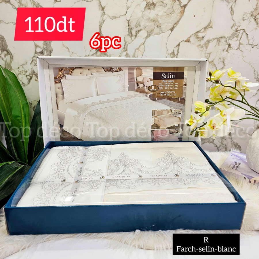 Parure de lit Selin 6 pièces Blanc