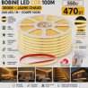 Bobine LED COB 100m lumière continue 3000K jaune – 220V adhésif
