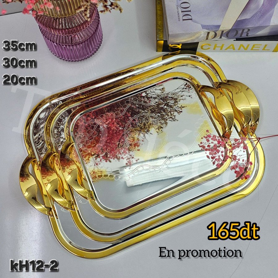 Plateaux 3 Pièces en Métal Inoxydable KH12-2 Plateaux 3 Pièces en Métal Inoxydable KH12-2