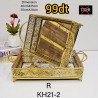 Plateaux 2 Pièces en Verre et Métal Inoxydable avec fond Lumineux LED KH21-2