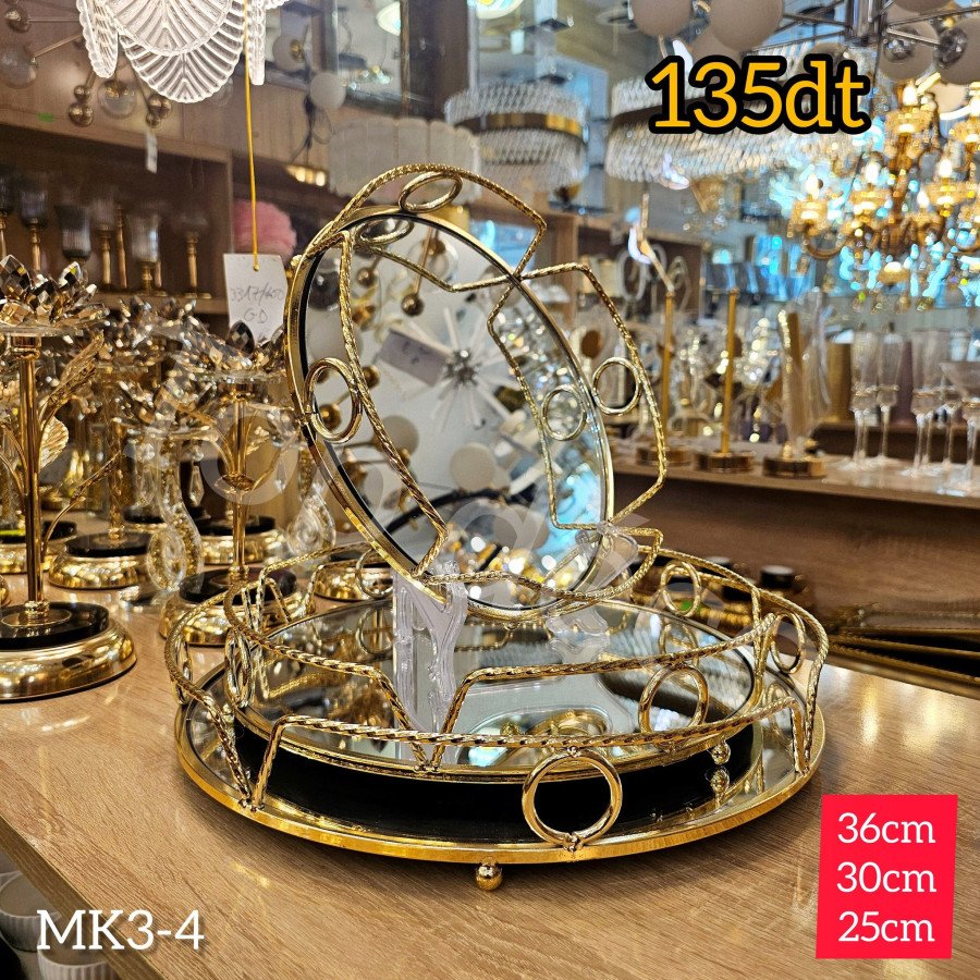 Plateaux 3 Pièces En Métal et Verre MK3-4