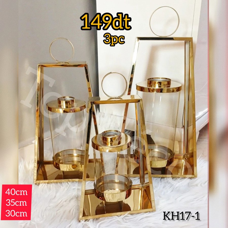 Lot de 3 Lanternes Dorées KH17-1 Lot de 3 Lanternes Dorées KH17-1
