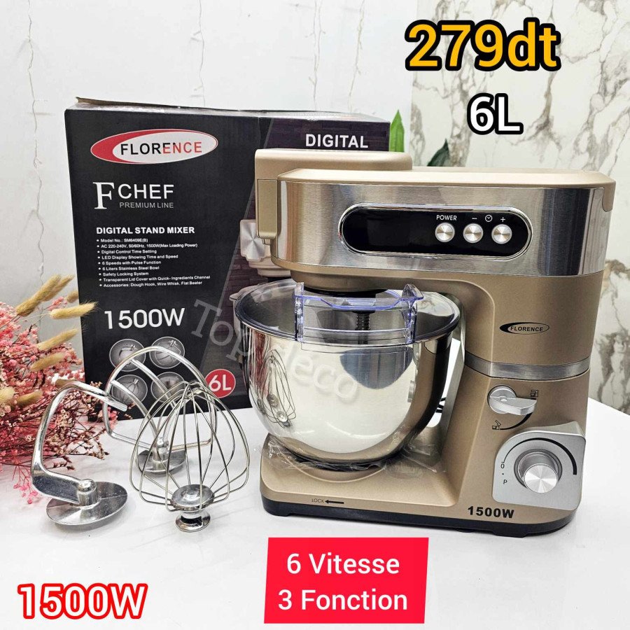 Florence Robot Pétrin 6 Litres 1500W Beige Florence Robot Pétrin 6 Litres 1500W Beige