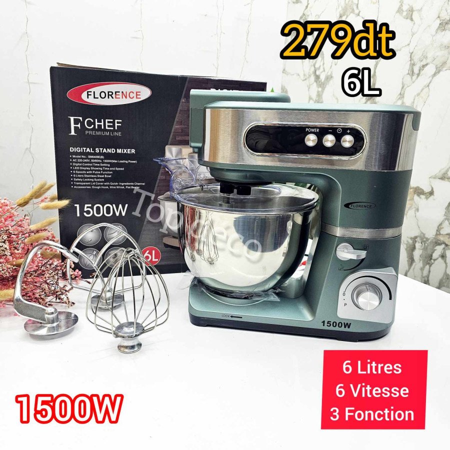 Florence Robot Pétrin 6 Litres  1500W Vert d'eau