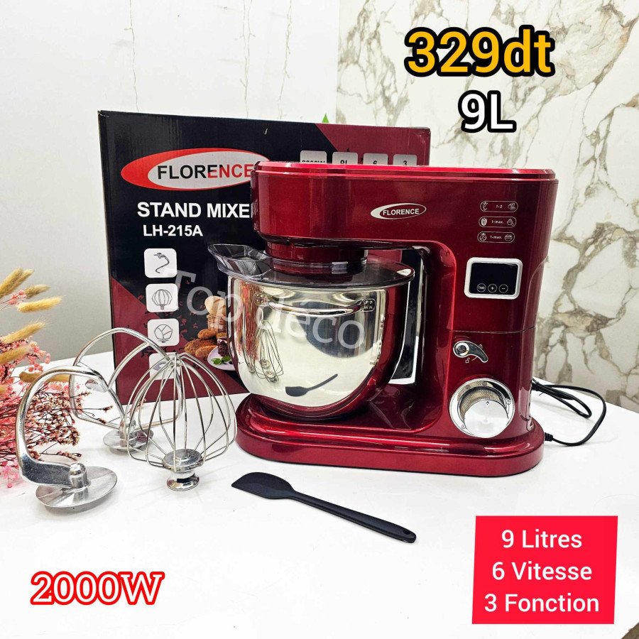 Florence Robot Pétrin 9 Litres 2000W Rouge Florence Robot Pétrin 9 Litres 2000W Rouge