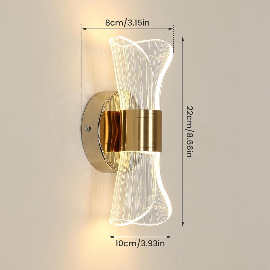 Applique Murale LED Moderne Dorée – 3 Couleurs Réglables – 12W-B2810FGD