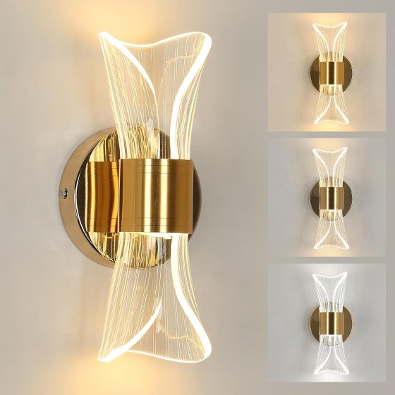 Applique Murale LED Moderne Dorée – 3 Couleurs Réglables – 12W-B2810FGD