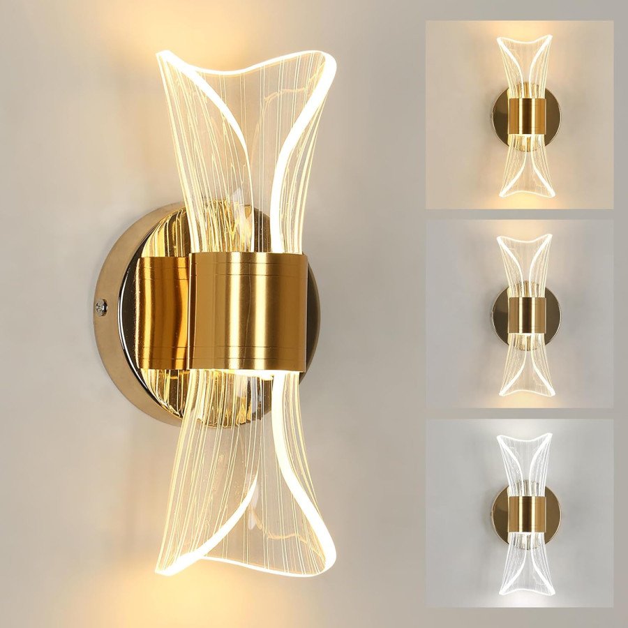 Applique Murale LED Moderne Dorée – 3 Couleurs Réglables – 12W-B2810FGD