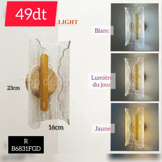Applique Murale LED Moderne Dorée – 3 Couleurs Réglables – 12W-B6831FGD