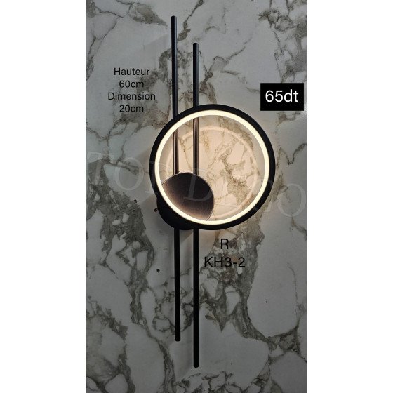 Applique Murale LED Moderne Noir – 3 Couleurs Réglables – KH3-2