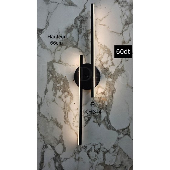 Applique Murale LED Moderne Noir – 3 Couleurs Réglables – KH3-4