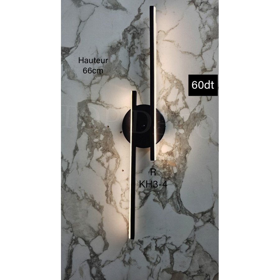 Applique Murale LED Moderne Noir – 3 Couleurs Réglables – KH3-4 Applique Murale LED Moderne Noir – 3 Couleurs Réglables – KH3-4