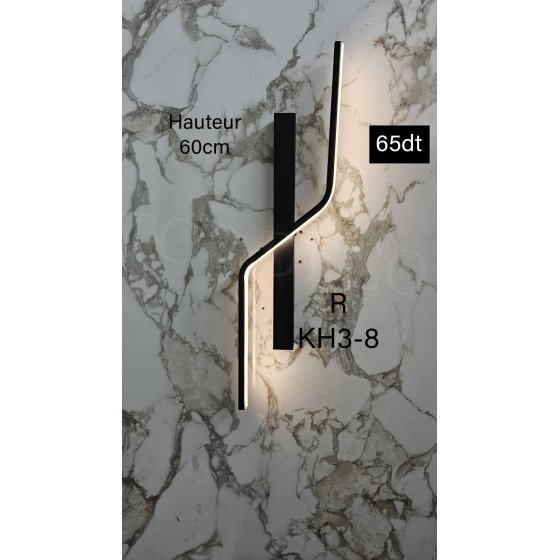 Applique Murale LED Moderne Noir – 3 Couleurs Réglables – KH3-8