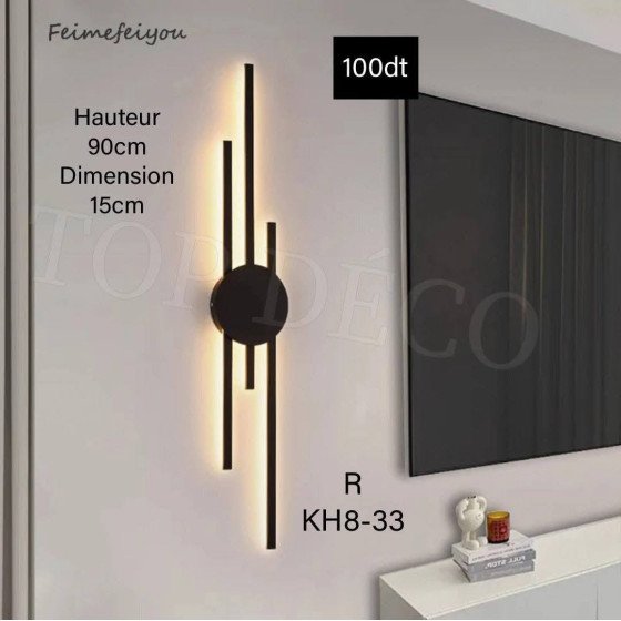 Applique Murale LED Moderne Noir – 3 Couleurs Réglables – KH8-33