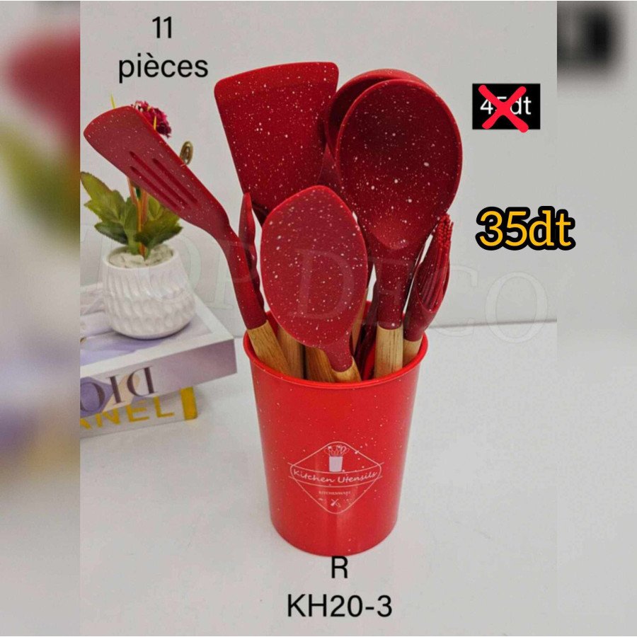Louche avec support silicone Rouge