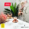 Lot de 3 Vases en Verre Transparent avec Finition Bronze