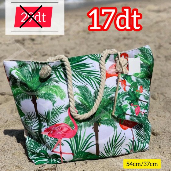 Sac de plage vert et rose