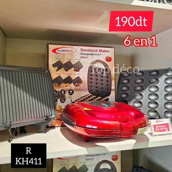 Machine à Panini 6 en 1 Florence Rouge KH411